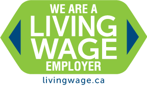 We are a Living Wage Employer badge linked to livingwage.ca